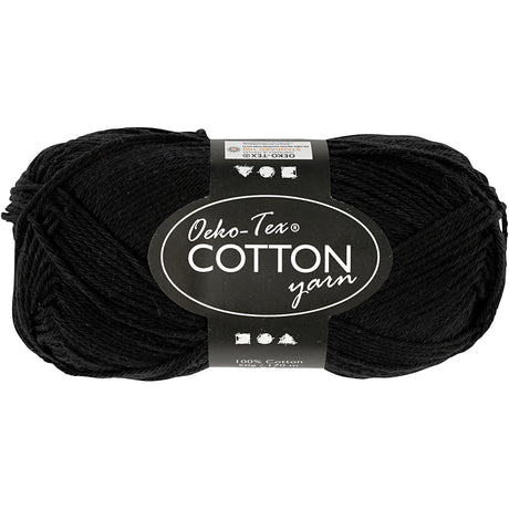 Włóczka bawełniana firmy Creativ, czarna, 50gr, 170m