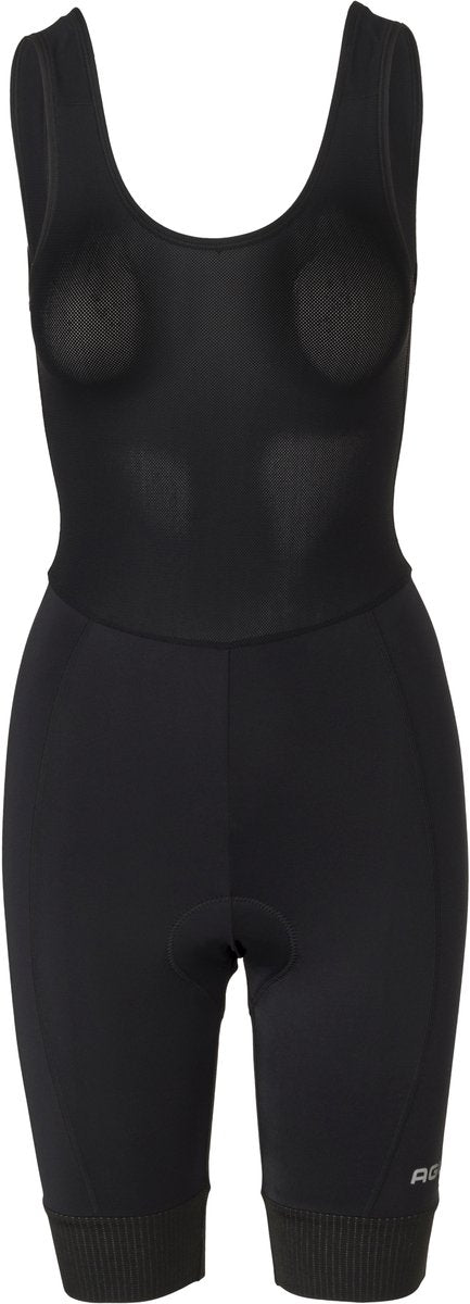 Agu essential - bibshort - fietsbroek met zeem - dames - zwart - xxl - comfort mesh bretels - elastische manchetten - reflecterende details