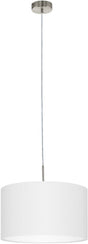 Eglo pasteri - hanglamp - 1 lichts - ø38 cm - nikkel-mat - wit