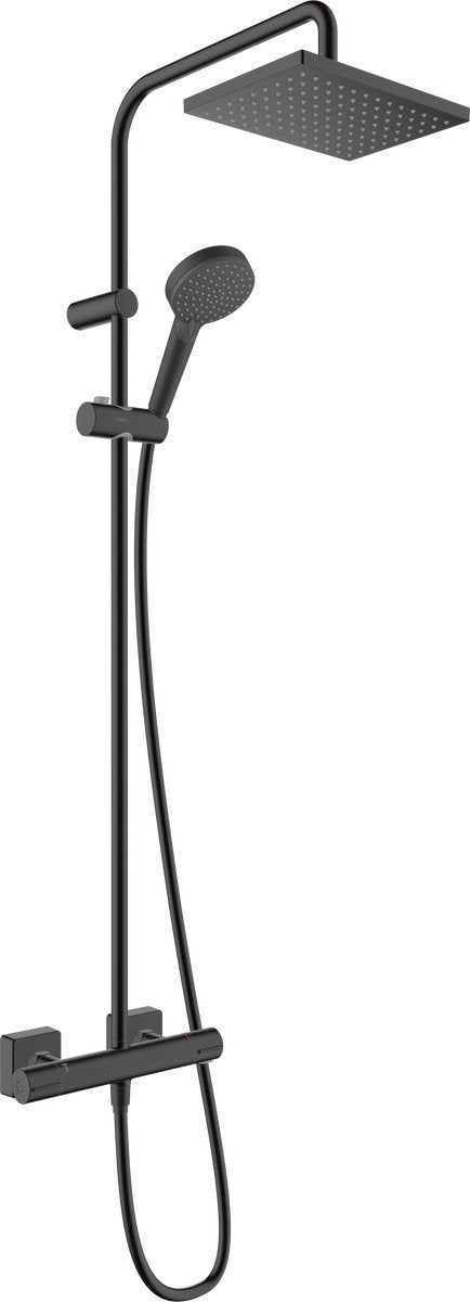 Kształt lakieru Hansgrohe - komplet prysznicowy - oszczędzanie wody ecosmart - rozmiar 230 mm - 1 funkcja strumienia - czarny mat - z termostatem