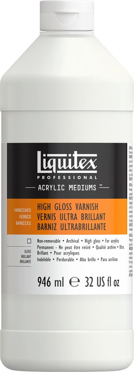 Liquitex 126632 profesjonalny lakier wysoki połysk 946 ml – lakier akrylowy wysoki połysk | Ochrona przed promieniowaniem UV | nie żółknie | do farby akrylowej - lakier o wysokim połysku