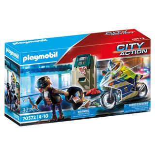Playmobil City Action - Motocykl policyjny: Zabawka konstrukcyjna w pogoni za złodziejem pieniędzy (70572)