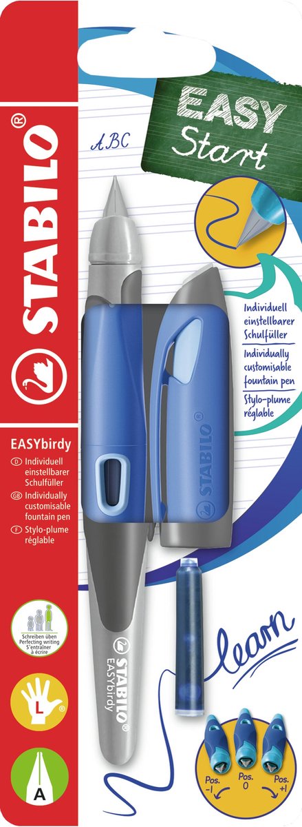 Stabilo easybirdy - ergonomiczne pióro wieczne - pastelowy jasnoniebieski - punkt dla osób leworęcznych