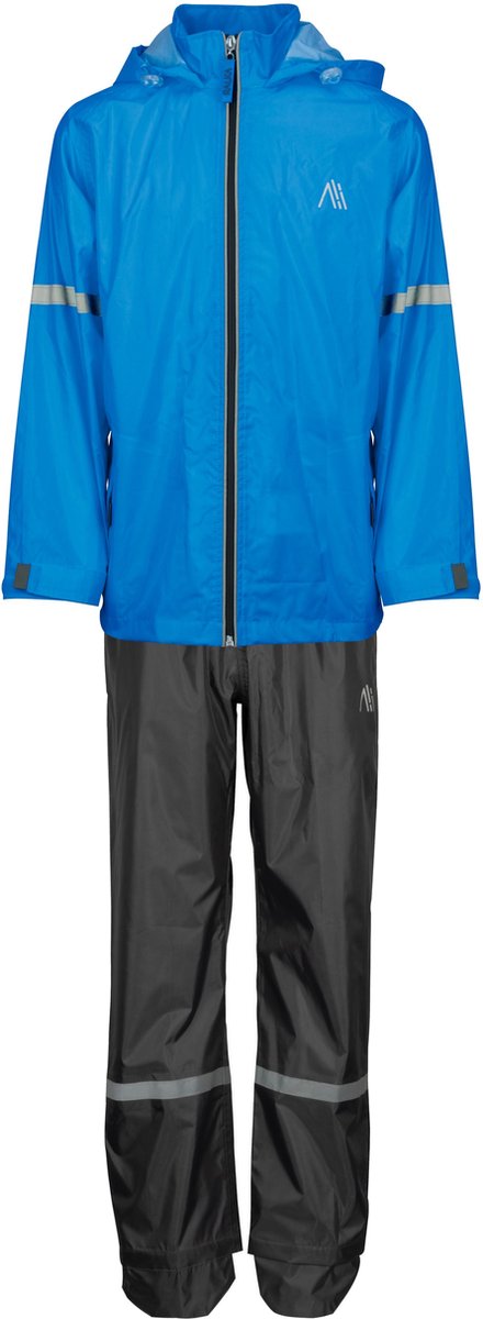 Ralka regenpak waterdicht ademend - kind - reflectie - blauw - maat 128