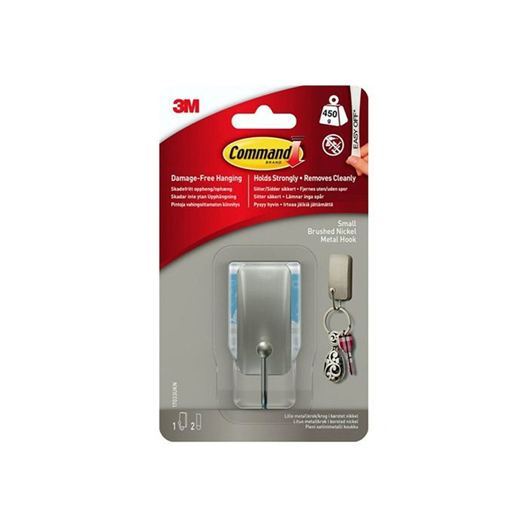 3m 1072882 - hak Command szczotkowany nikiel 17033, 1 haczyk, 2 listwy | 5 sztuk