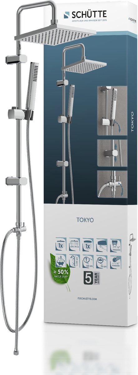 System prysznicowy Schütte Tokyo - deszczownica - drążek 99 cm - chrom