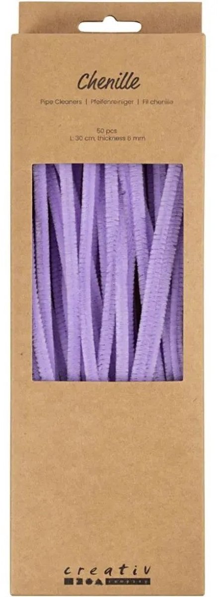 Drut szenilowy firmy Creativ fioletowy materiał rzemieślniczy 50 sztuk 6mm x 30cm.