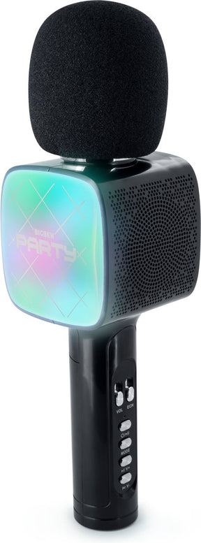 Mikrofon do karaoke imprezowy Bigben dla dzieci - z diodą LED i Bluetooth - czarny