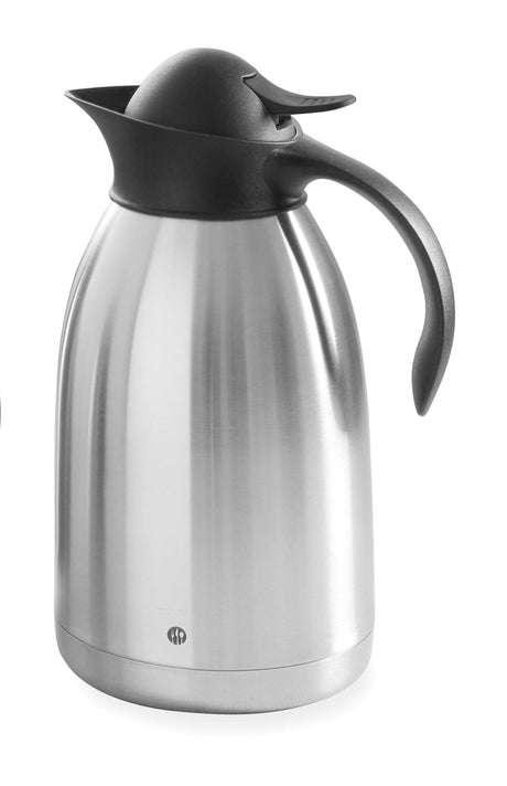 Dzbanek izolowany Hendi, dwuścienny, 1,5 l, ze stali nierdzewnej, z czarnym zatrzaskiem
