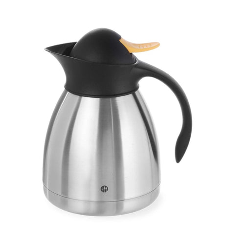 Dzbanek izolowany Hendi, dwuścienny, 1,5 l, ze stali nierdzewnej, z zatrzaskiem, żółty