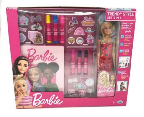 Modny zestaw dla lalki Barbie Mattel z pamiętnikiem i markerami