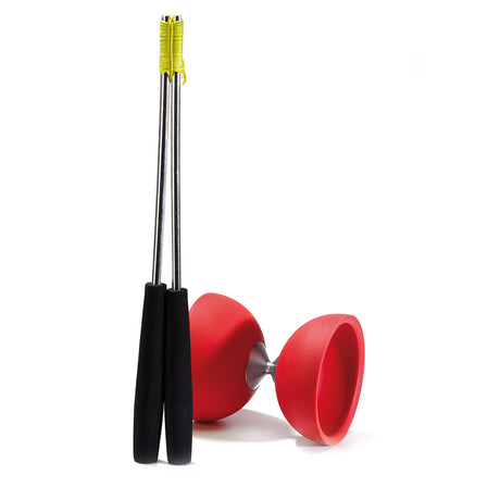 Eureka Rubber Diabolo z aluminiowymi patykami - czerwony