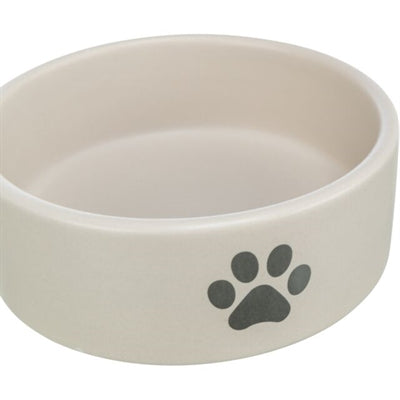 Trixie miska na karmę miska do picia motyw psiej łapy ceramiczna jasnoszara szara
