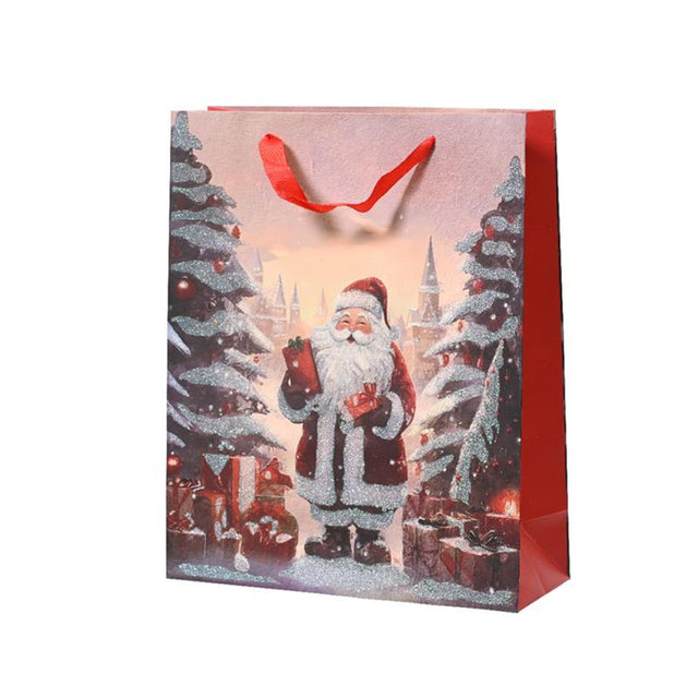 Torba prezentowa Decoris Święty Mikołaj wykonana z papieru FSC 8x18x24cm