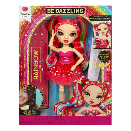 Olśniewające lalki modowe Rainbow High - Vivienne Rouge (czerwone) z narzędziem do ozdabiania i błyszczącymi kryształkami