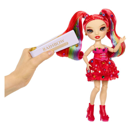 Olśniewające lalki modowe Rainbow High - Vivienne Rouge (czerwone) z narzędziem do ozdabiania i błyszczącymi kryształkami
