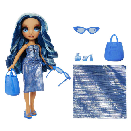Modna lalka tęczowa w stylu pływania - 28 cm - skyler (niebieska)