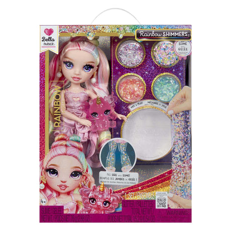 Tęczowa wysoka mieniąca się lalka slime fashion - bella (różowa)
