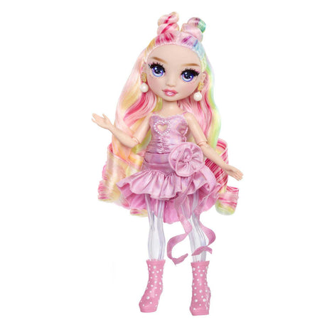 Tęczowa wysoka mieniąca się lalka slime fashion - bella (różowa)