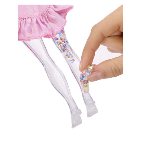 Tęczowa wysoka mieniąca się lalka slime fashion - bella (różowa)