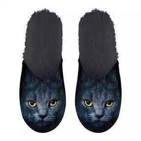 Pantofelek czarny kot czarny
