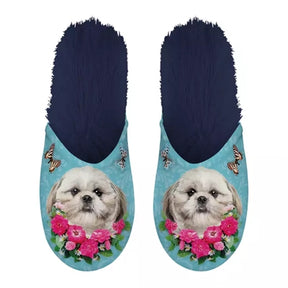 Kapcie shih tzu jasnoniebieskie ciemnoniebieskie