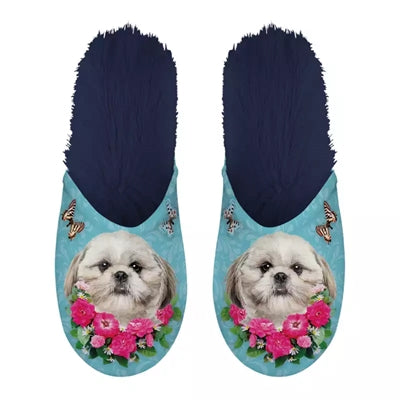 Kapcie shih tzu jasnoniebieskie ciemnoniebieskie