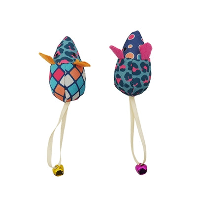 Duet patchworkowych myszy Jolly Moggy z drewna różanego