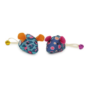 Duet patchworkowych myszy Jolly Moggy z drewna różanego