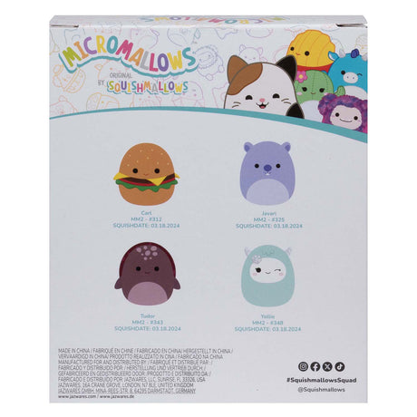 Squishmallows pluszowe mikromallows - Carl, Yollie, Javari, Tudor, 4 szt.