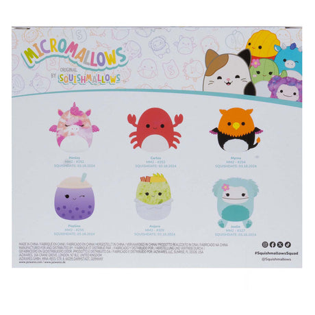 Squishmallows pluszowe mikromallows - myrnam henley, carlos, anjara, joelle, poplina, 6 szt.