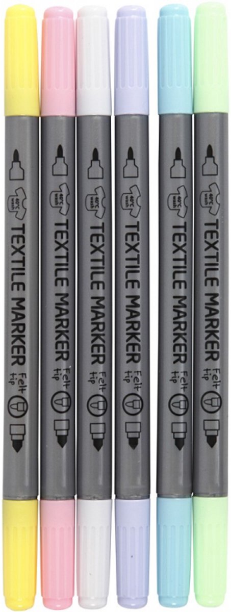 Markery tekstylne Creativ firmy cc pastelowe 6 sztuk