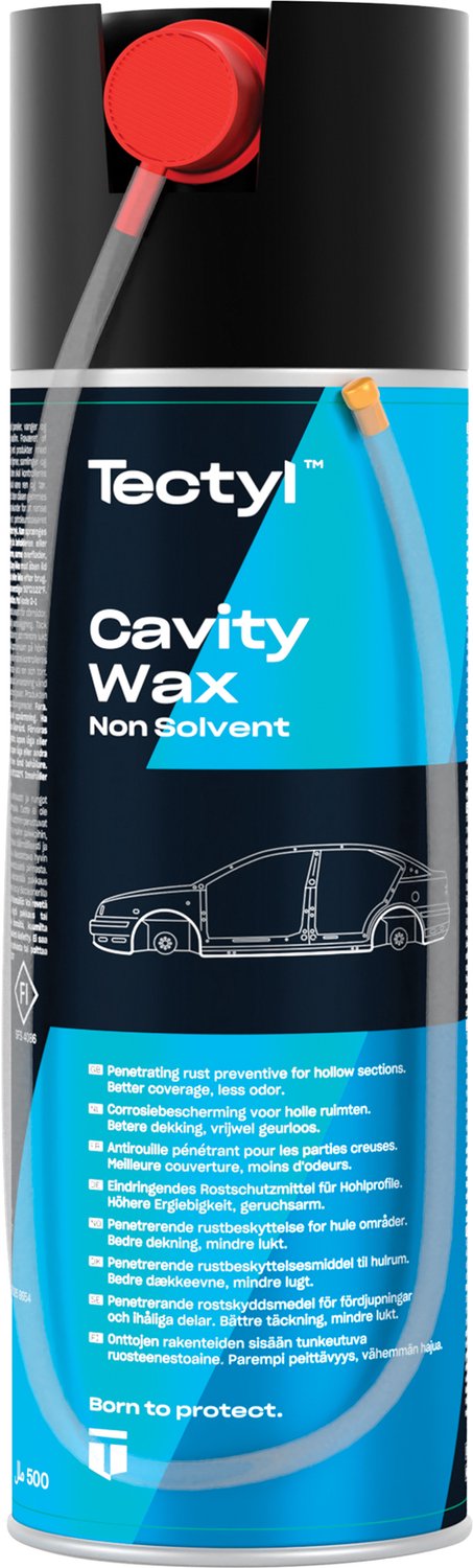 Tectyl cavity wax non-solvent + slang - corrosie werend - compound op basis van hars olie - dringt goed door - in spuitbus – licht geel - 500 ml