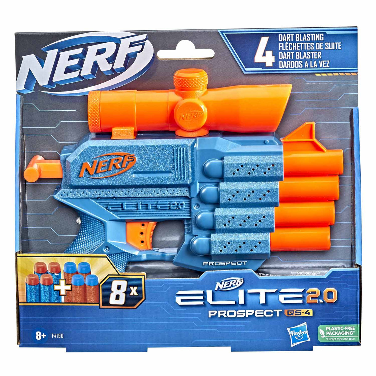 Hasbro Nerf Elite Prospect QS4 zawiera 8 rzutek