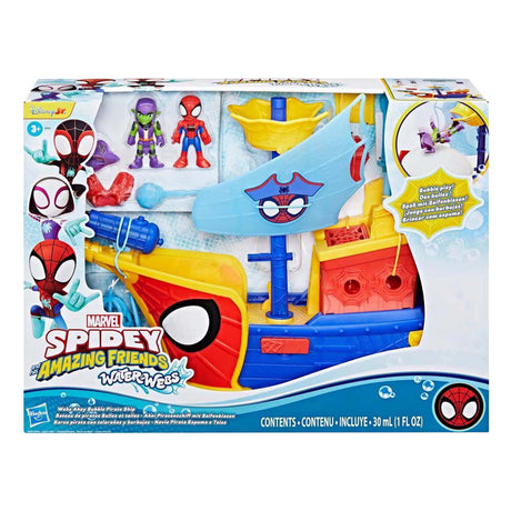 Hasbro Spidey Water-Webs Ahoy Statek piracki z bąbelkami - w zestawie. dmuchawa do baniek