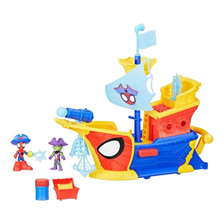 Hasbro Spidey Water-Webs Ahoy Statek piracki z bąbelkami - w zestawie. dmuchawa do baniek