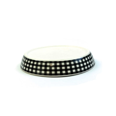 Naszywka Happy Pet pręgowana miska na karmę dla kotów, diamentowa, ceramiczna, czarno-biała