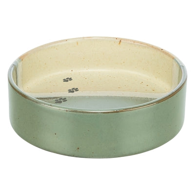 Trixie miska na karmę miska do picia z ceramicznym nadrukiem łapy w kolorze zielono-beżowym