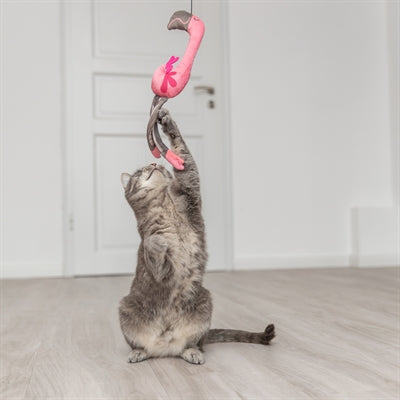 Trixie wędka teleskopowa dla dużych kotów w kolorze flamingowego różu