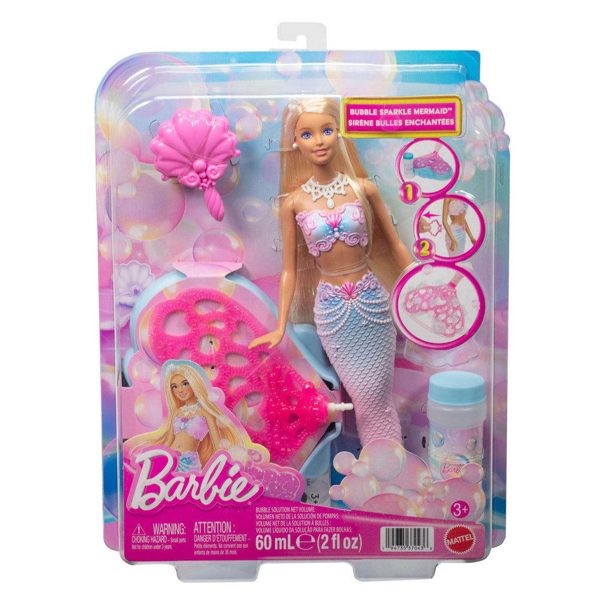Barbie błyszcząca syrenka z bąbelkami