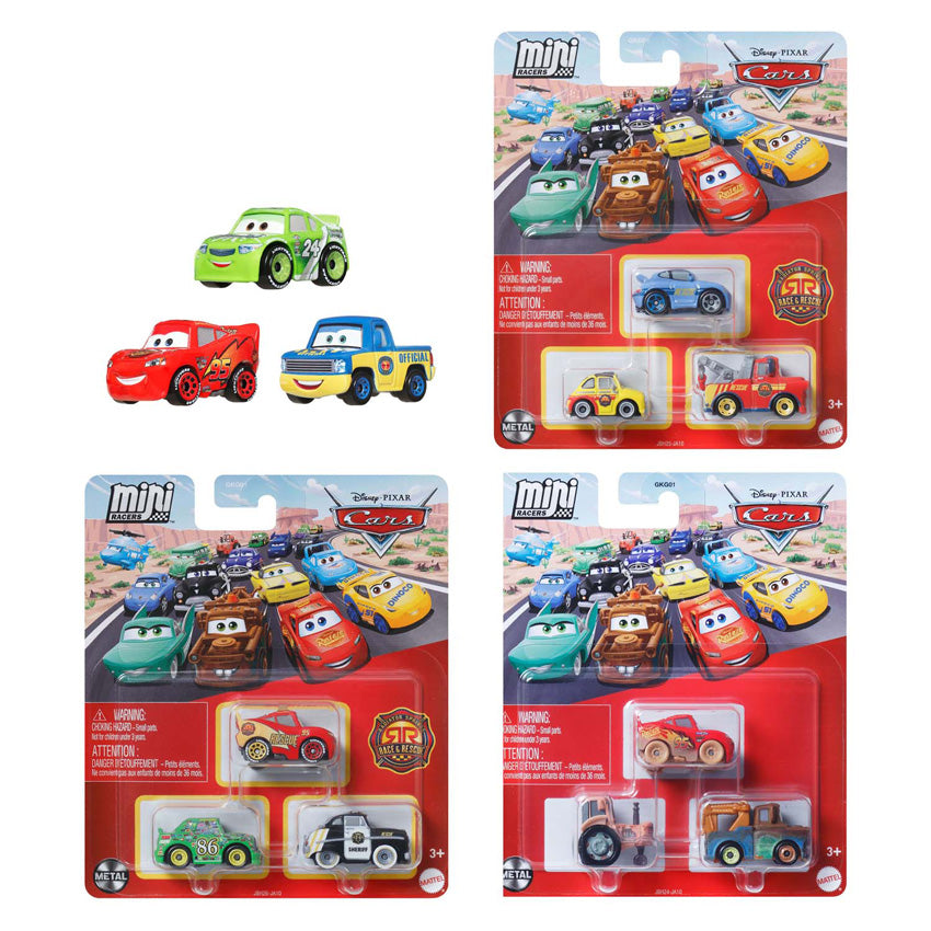 Samochody Mattel Disney Pixar Mini samochody wyścigowe, 3 szt.