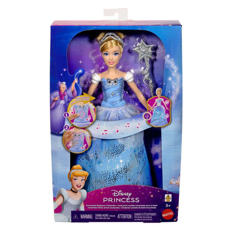 Mattel Disney Princess Cinderella – urzekająca lalka w sukni balowej z pokazem świetlnym i dźwiękiem
