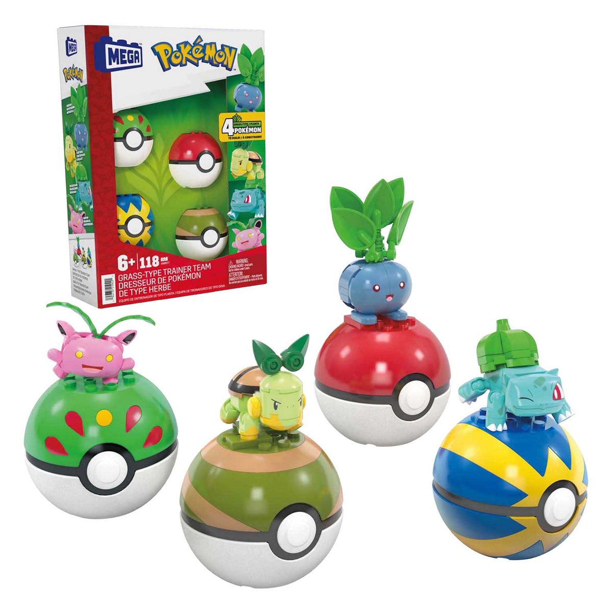 Mega Bloks Zestaw do budowania Pokémon Mega Construct - Bulbasaur, Turtwig, Hoppip i Oddish