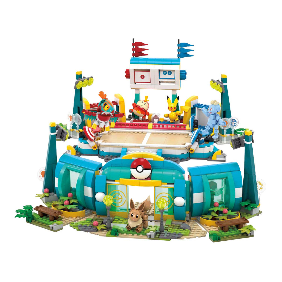 Zestaw do budowania Pokémon Mega Construct firmy Mattel - Stadion treningowy