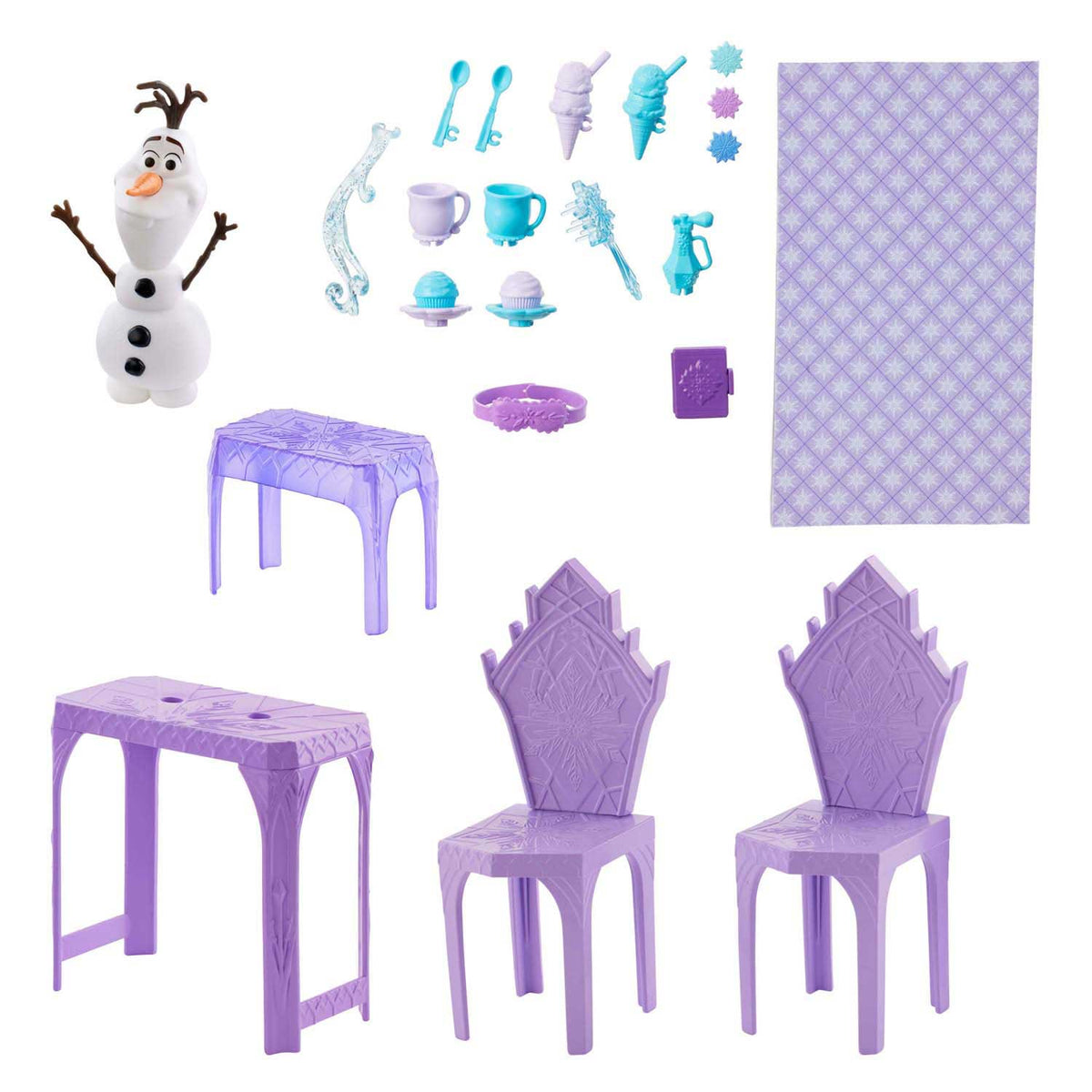 Mattel Disney Kraina Lodu Pałac Elsy – 5 placów zabaw ze zjeżdżalnią, balkonem i olafem - 75 cm