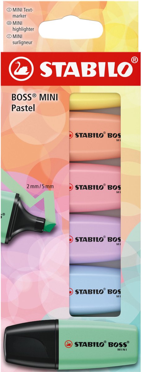 Mini pastelowe zakreślacze Stabilo Boss - 6 szt.