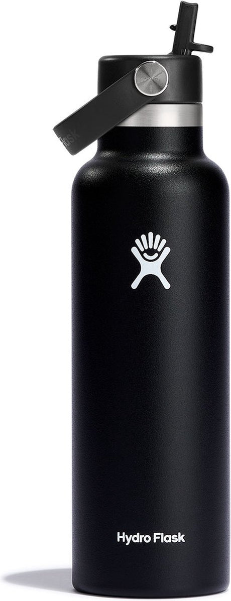 Butelka do picia Hydro Flask standardowa z elastyczną słomką w ustach (621 ml) - czarna