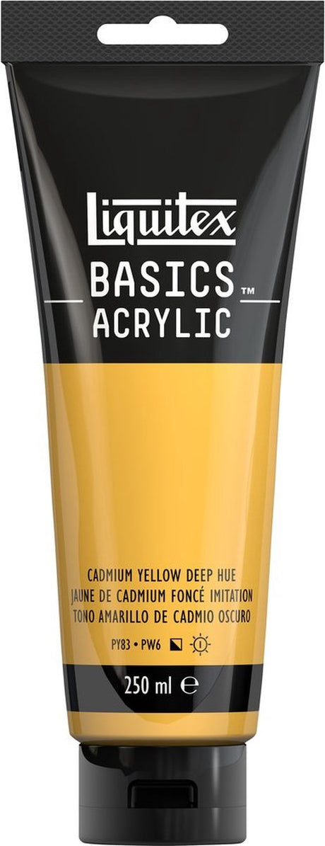 Liquitex 88700217 podstawowa farba akrylowa żółć kadmowa głęboki odcień – 250 ml | artyści farba akrylowa | średnia lepkość | Światłotrwała farba do malowania na płótnie