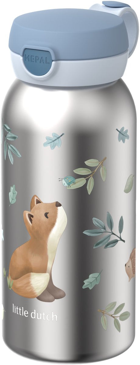 Mepal rvs drinkfles met flipdop campus - 600 ml - waterfles rvs - lekdicht - hygiënische deksel - forest friends