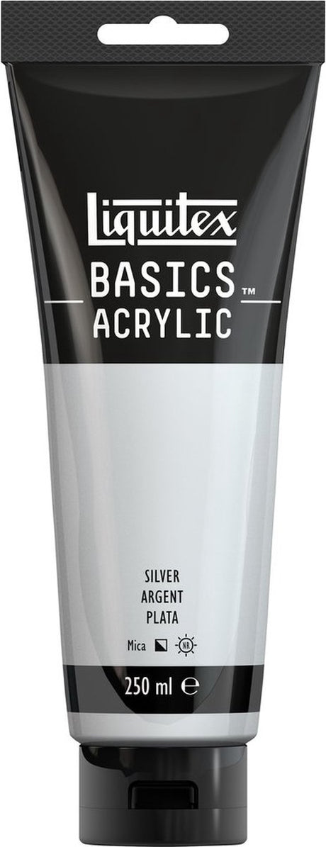 Liquitex 88700242 podstawowa farba akrylowa srebrna – 250 ml | artyści farba akrylowa | średnia lepkość | efekt metaliczny do malowania płótna